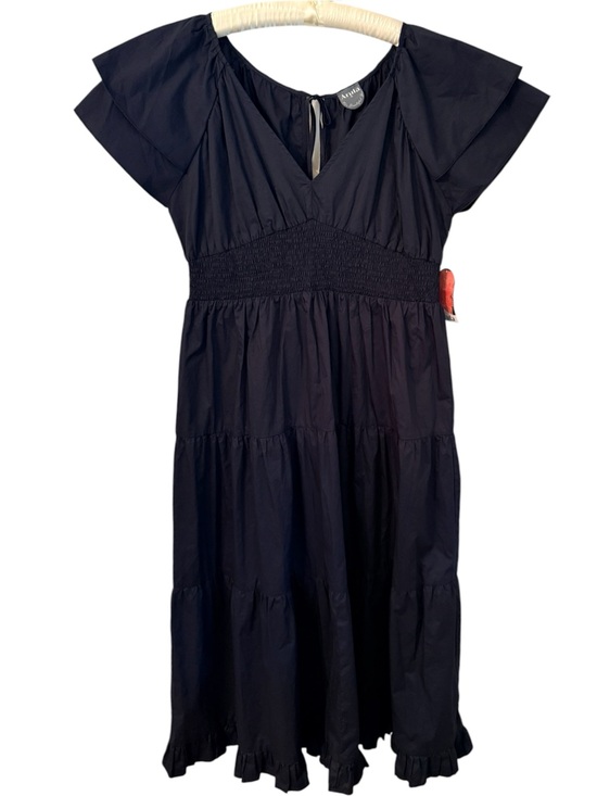 ARULA Dresses & Skirts - Arula Navy Tiered Midi Dress Smocked Waist Flutter Sleeve 2X NWT